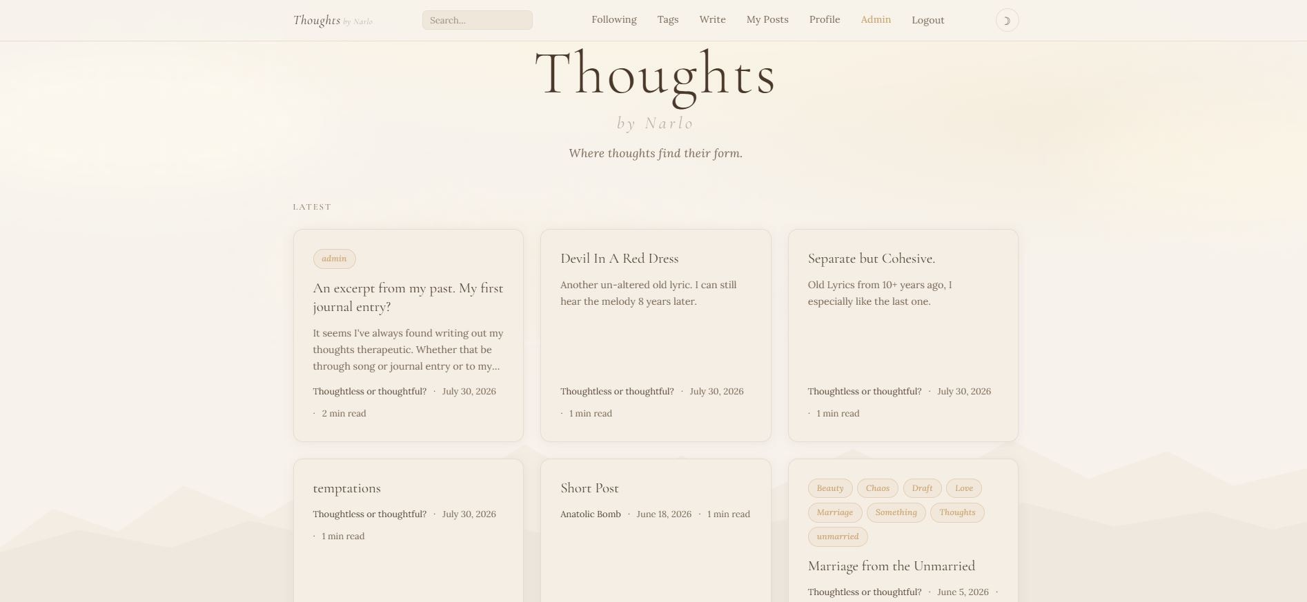 Narlo Thoughts — Reading View